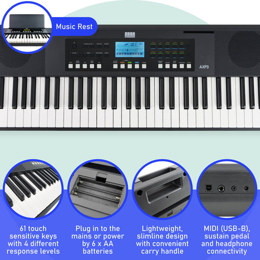 Axus 61 Note Slimline Portable Keyboard