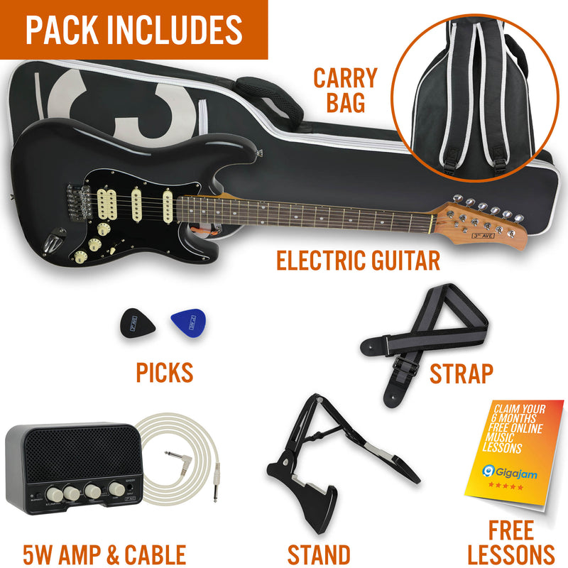 3rd Avenue Stateside Series Electric Guitar Pack - Rushmore Grey