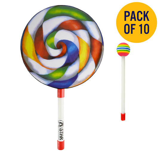 A-Star Lollipop Hand Drum with Beater#Size_Pack of 10