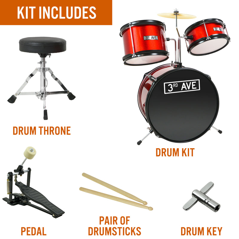 3rd Avenue 3 Piece Junior Drum Kit