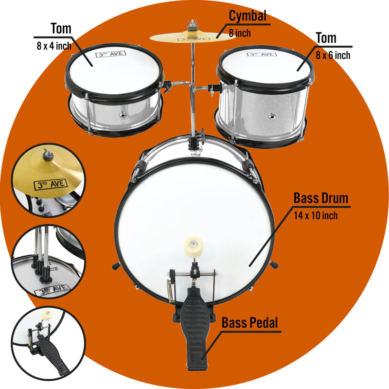 3rd Avenue 3 Piece Junior Drum Kit