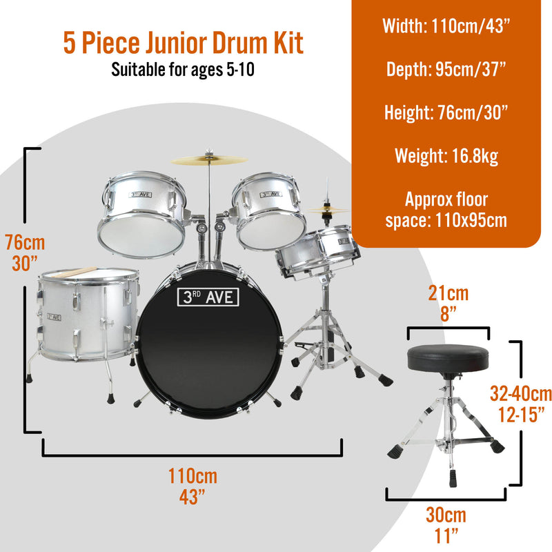 3rd Avenue 5 Piece Junior Drum Kit