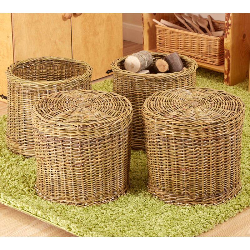 Cosy Super Strong Wicker Seat & Storage - Pack of 4